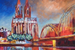 Kölner Dom bunt 100x100 cm VERKAUFT