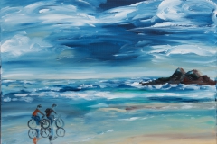 Bretagne Fahrradfahrer 80x80 cm