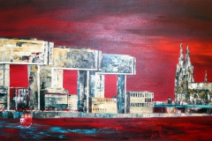 AStädteSkylines_Köln Kranhäuser_100 x 50 cm